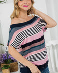 e Luna PLUS Striped Offshoulder Top