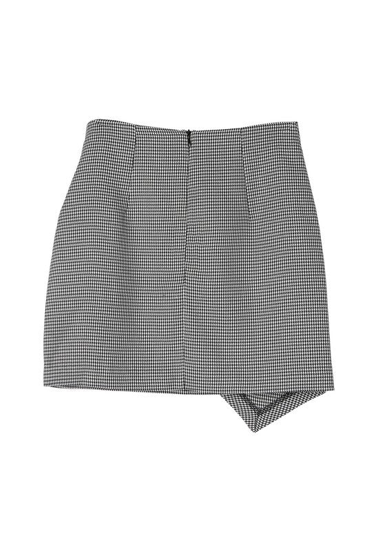 Lilou Houndstooth Shirred Wrap Skirt