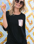 e Luna Solid Sequin Pocket Tunic