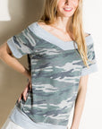 e Luna French Terry Camouflage Print Top