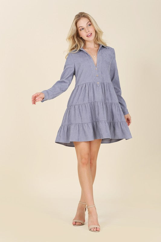 Corduroy Tiered Dress - Online Only