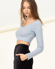 HYFVE Scoop Neck Long Sleeve Crop Top