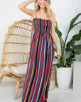 e Luna Striped Smocked Maxi Dress