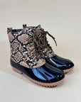 Lace Up Winter Rain Boot in Animal Print