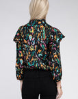 Multicolor Print Ruffle Blouse