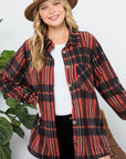 e Luna PLUS Fuzzy Plaid Button Down Shacket