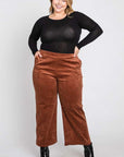 Jade By Jane Ribbed Velvet Crop Wide Leg Pants Plus Size