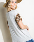 e Luna Striped Animal Print MIx Top