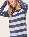 e Luna Dot Stripe Mixed Sweatshirt