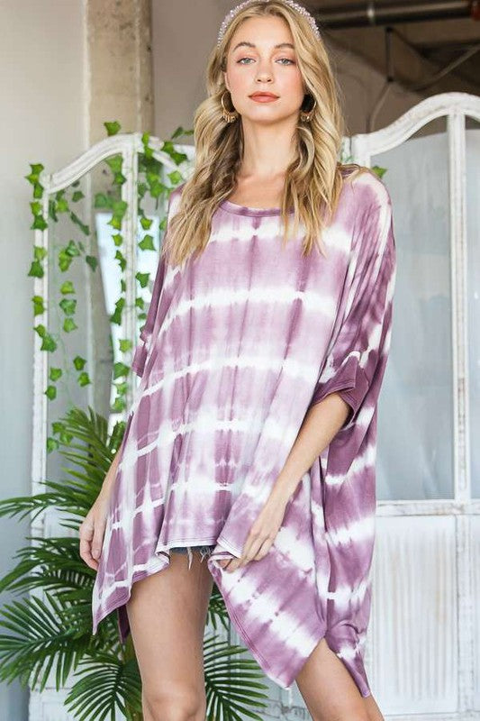 Jade By Jane Striped Tie Dye Round Neck Tunic Plus