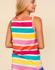 Haptics Round Neck Striped Knit Tank