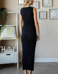 First Love Ribbed Knit Sleeveless Fitted Midi Dress