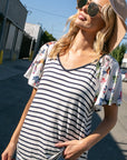 e Luna Floral Striped Mixed Top