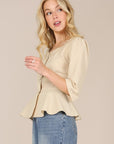 Lilou 3/4 Sleeve Front Button Blouse