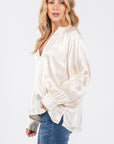 SAGE + FIG Notched Long Sleeve Blouse