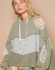 POL Openwork Contrast Dropped Shoulder Hoodie