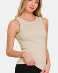 Zenana 2 Way Neckline Washed Ribbed Tank