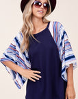 e Luna Waffle Striped Mix Kimono Top