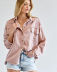 Davi & Dani Button Down Shirt with Pockets - Online Only