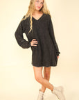 VERY J Mineral Washed Oversized A-Line Mini Dress