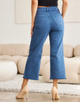 RFM Crop Chloe Full Size Tummy Control High Waist Raw Hem Jeans