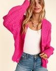 Haptics Full Size Button Down Crop Long Sleeve Cardigan