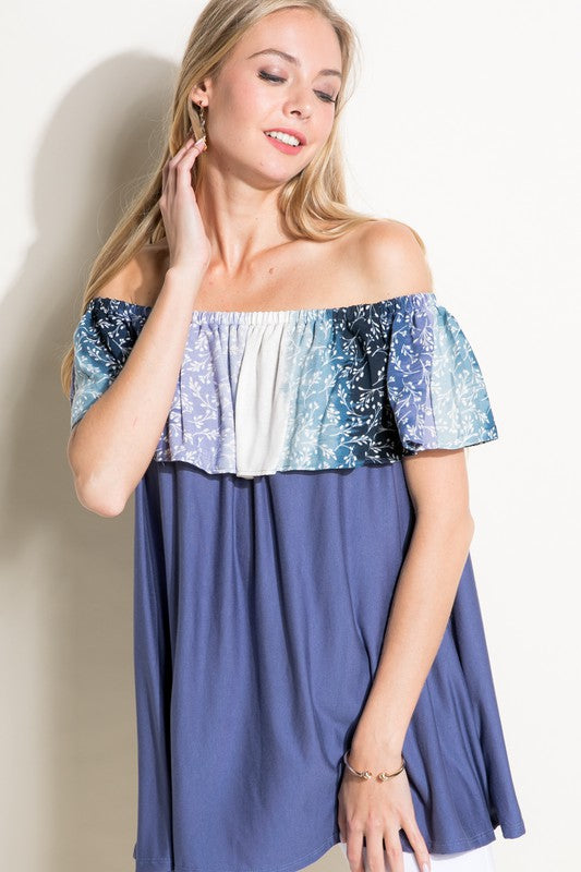 e Luna Ombre Tie Dye Off Shoulder Top