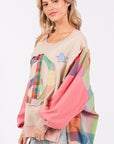 SAGE + FIG Full Size Contrast Peace Patch Dropped Shoulder Sweatshirt