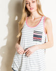 e Luna PLUS Mixed Stripe Pocket Tank Top