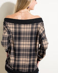 e Luna PLUS Plaid Off Shoulder Top