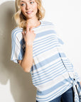 e Luna Striped Front Tie Top