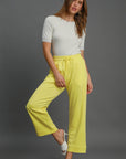 Umgee Drawstring Elastic Waist Wide Leg Pants