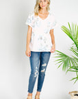 e Luna PLUS Triblend Floral V-Neck Top