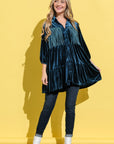 And The Why Fringe Detailed Velvet Shirt Dress