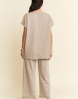 Davi & Dani Round Neck Short Sleeve Top and Pants Set