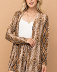 And The Why Snake Print Kimono Open Front Longline Cardigan