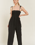 PLUS Jade By Jane Smocked Tie Strap Jumpsuit