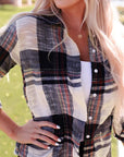 Women Distressed Raw Edge Plaid Print Shirt