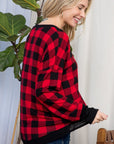Plus Cozy Black and White Check Top - Online Only