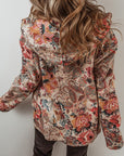 Women Floral Printed Sherpa Lined Hooded Jacket