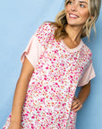 e Luna Dizzy Floral Solid Mix Boxy Top