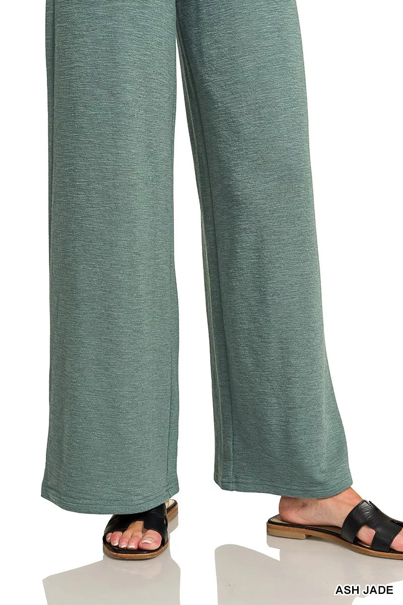 Zenana Cotton Slub Short Sleeve Tee and Pants Set