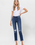 Flying Monkey Mid Rise Crop Slim Straight Medium Wash - Online Only