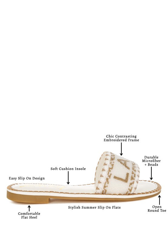 Hot Hub Beaded Lake Como Flat Slip Ons