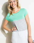 e Luna Rib Striped Solid Block Top