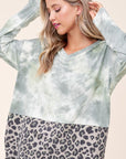 e Luna PLUS Cloud Tie Dye Cheetah Boxy Top