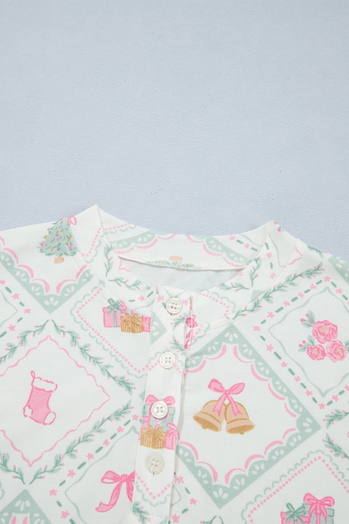 Sugarplum Christmas Patchwork Pajama Set — White