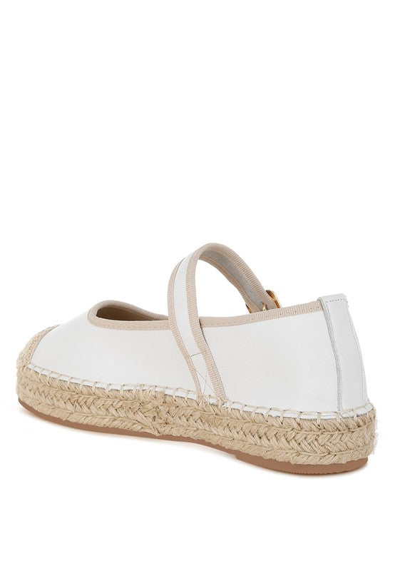 Ostac Genuine Leather Mary Jane Espradrilles