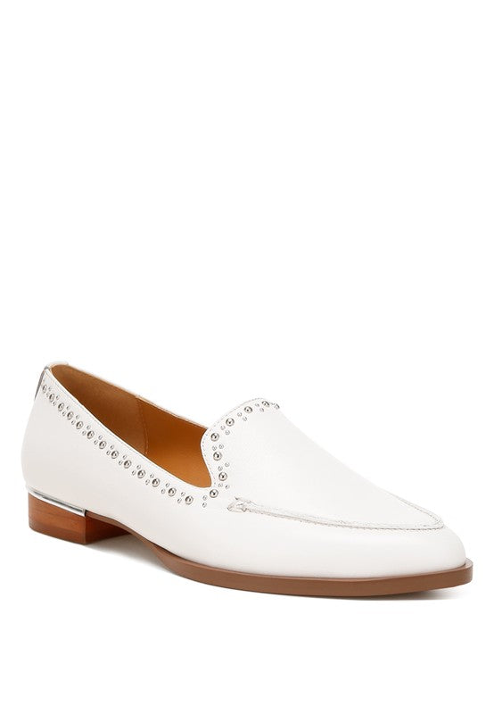 Wolferton Delicate Stud Detail Leather Loafers