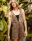 BiBi Leopard Sleeveless Overalls with Pockets